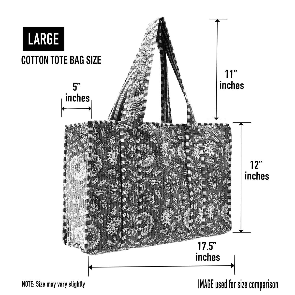 Cotton Block Print Tote Bag - Large