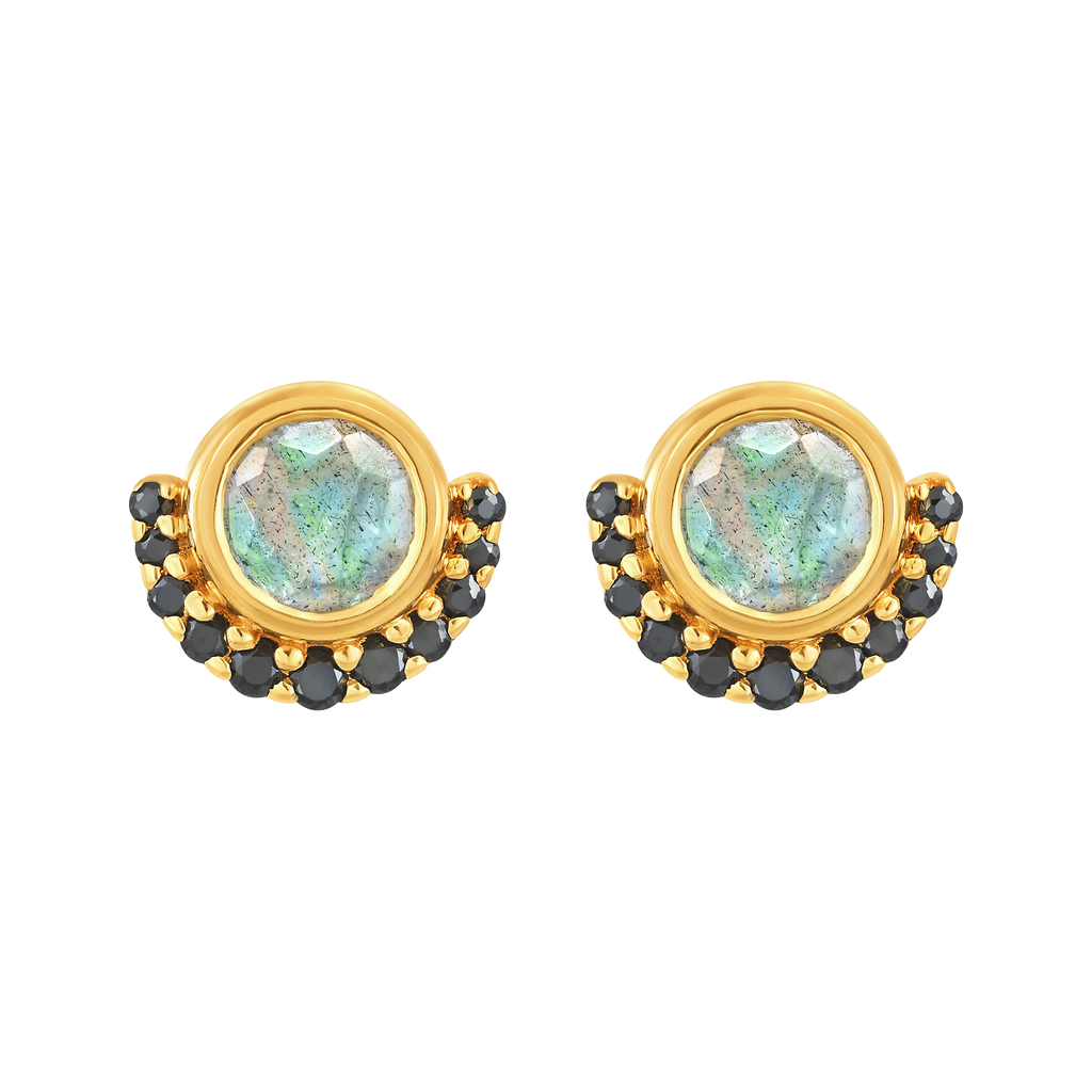 Labradorite & Black Spinel Lunar Eclipse Studs