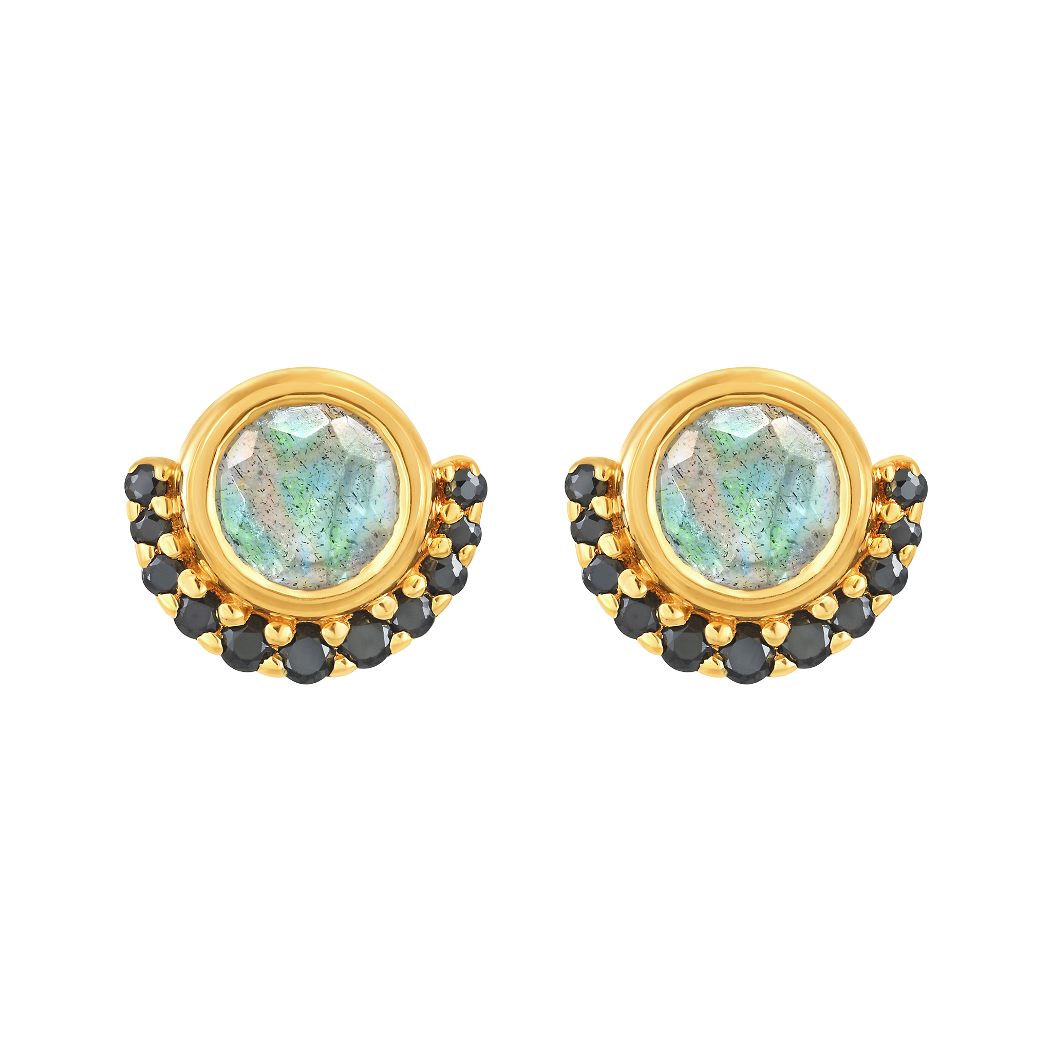Labradorite & Black Spinel Lunar Eclipse Studs