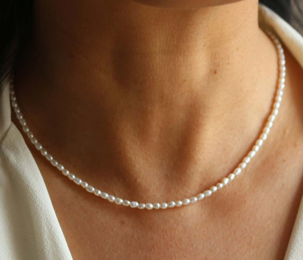 Luna Dainty Petite Fresh Water Rice Pearl Necklace