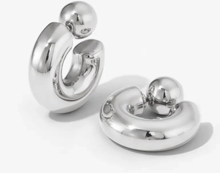 Puffy Thea O Hoop Earring Stainless steel
