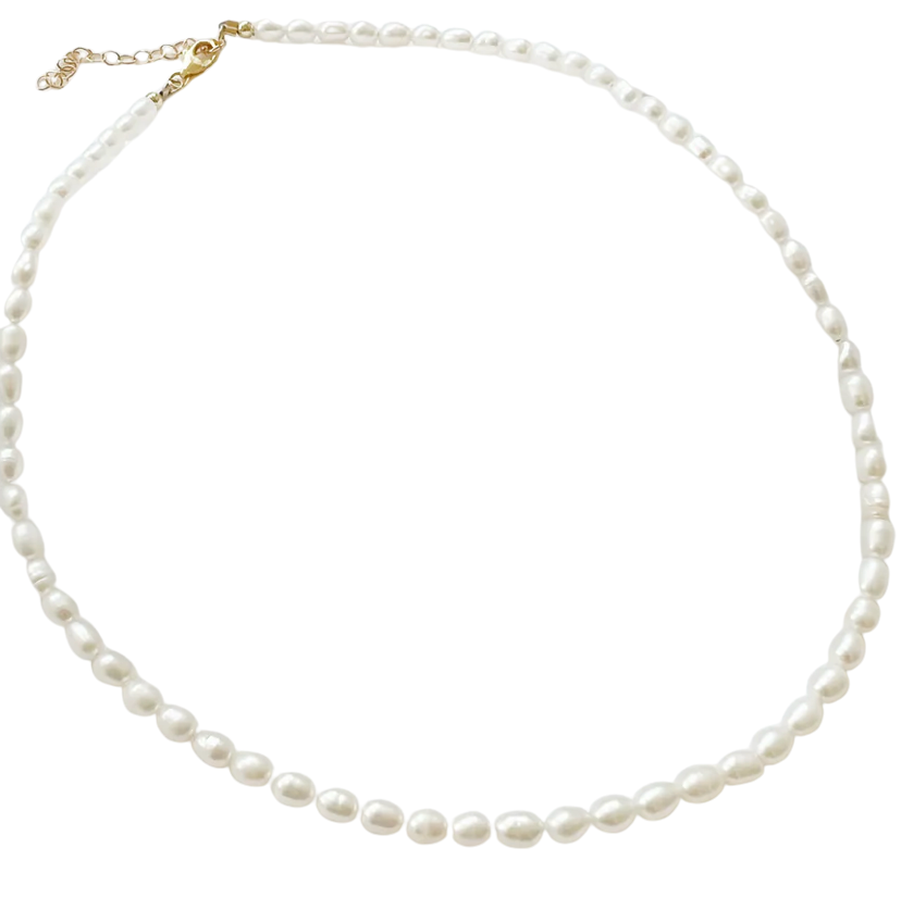 Luna Dainty Petite Fresh Water Rice Pearl Necklace