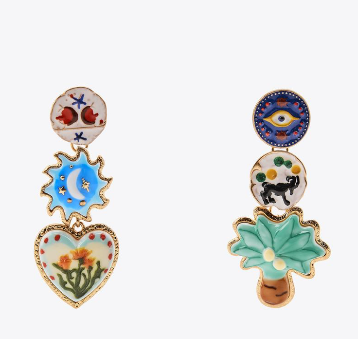 Girls Gotta Play-Painted Enamel Drop Earrings-Recycled Brass