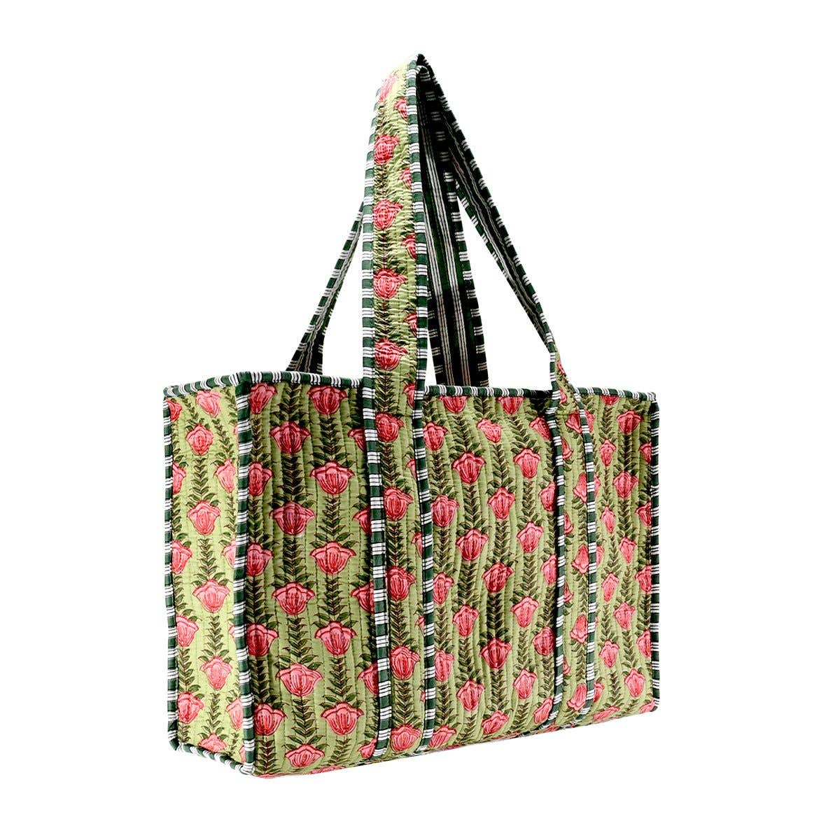 Cotton Block Print Tote Bag - Large
