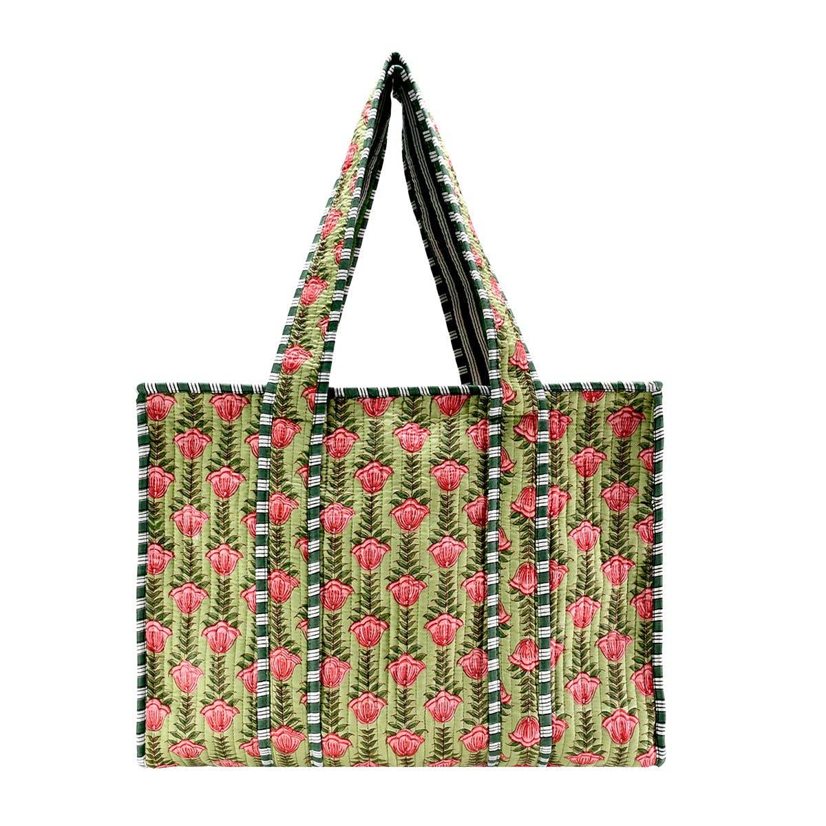 Cotton Block Print Tote Bag - Large