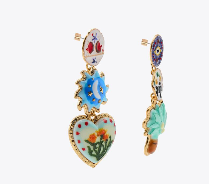 Girls Gotta Play-Painted Enamel Drop Earrings-Recycled Brass