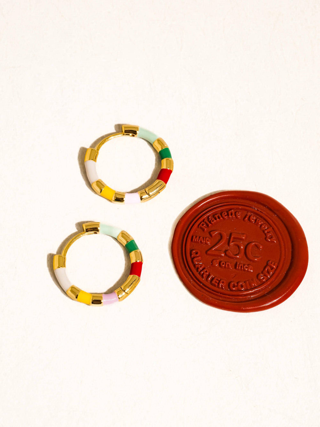 Avielle 18K Gold Vintage Enamel Hoop Earring