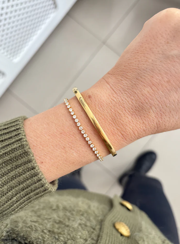Sofia-Hinge Bangle 14K Gold Stainless Steel Waterproof
