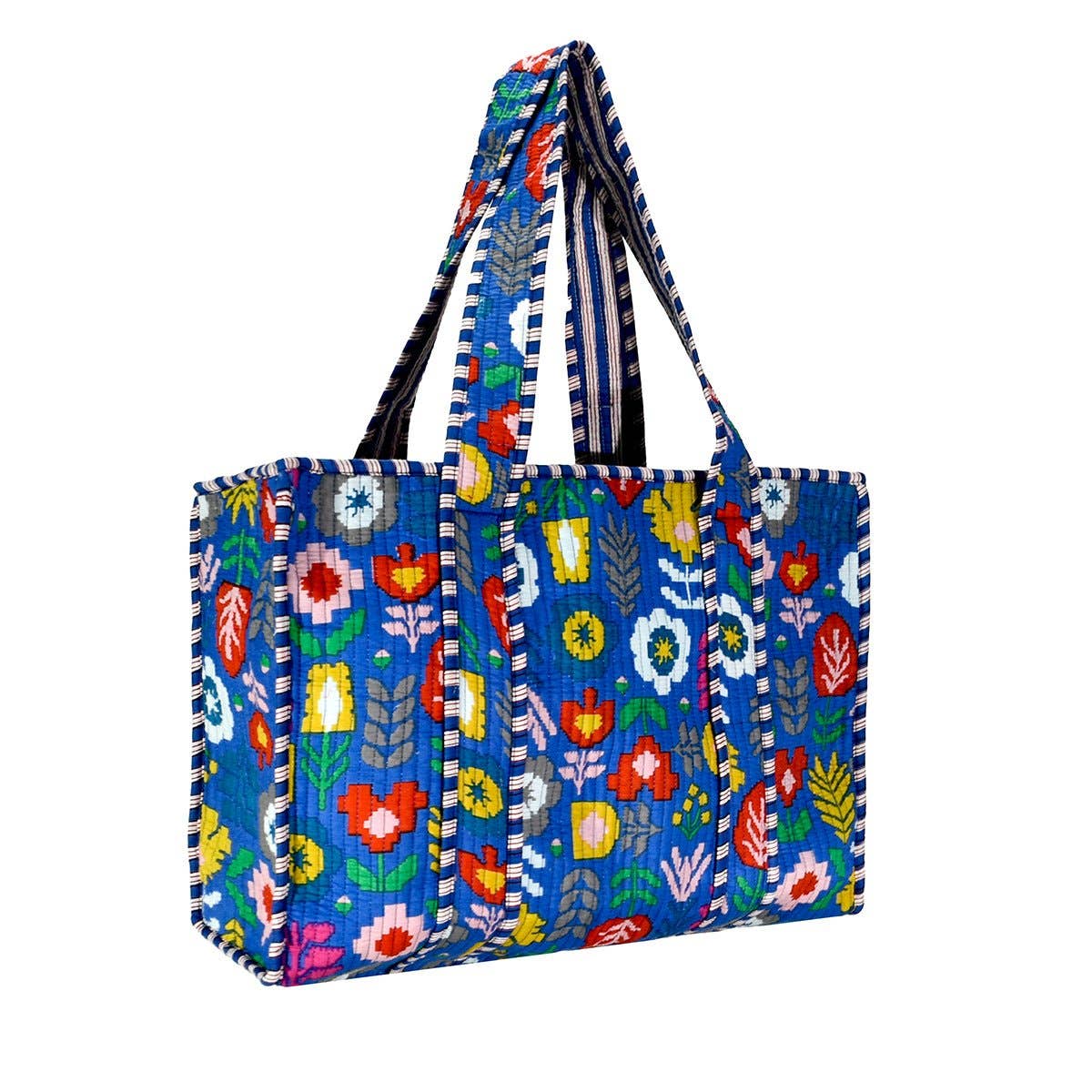 Cotton Block Print Tote Bag- Small