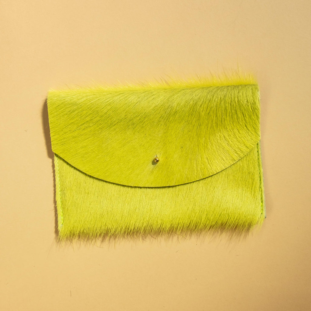 Envelope Pouch - Chartreuse Hair on Hide