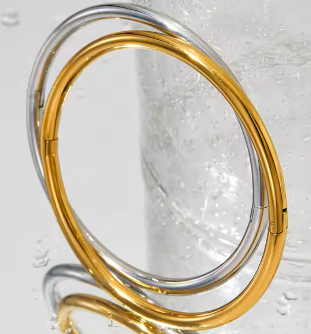 Sofia-Hinge Bangle 14K Gold Stainless Steel Waterproof