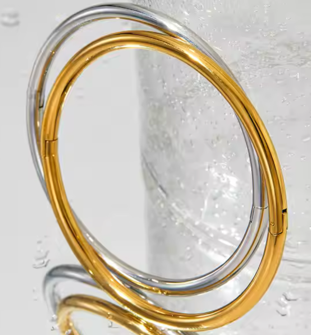 Sofia-Hinge Bangle 14K Gold Stainless Steel Waterproof