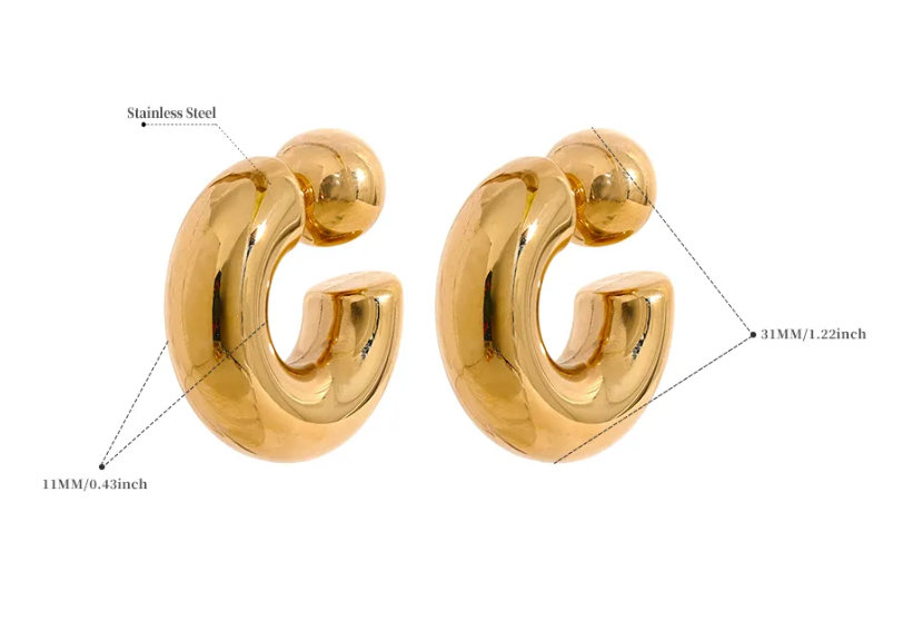 Puffy Thea O Hoop Earring Stainless steel