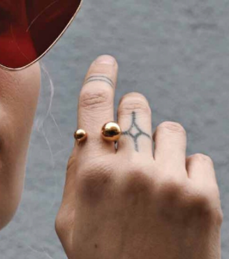 Double Ball Open Finger Ring- Steel Gold/Silver