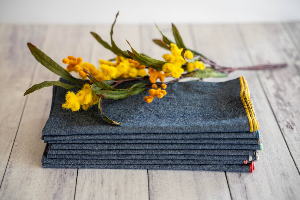 Denim Chambray Cloth Napkins, Set Of 8