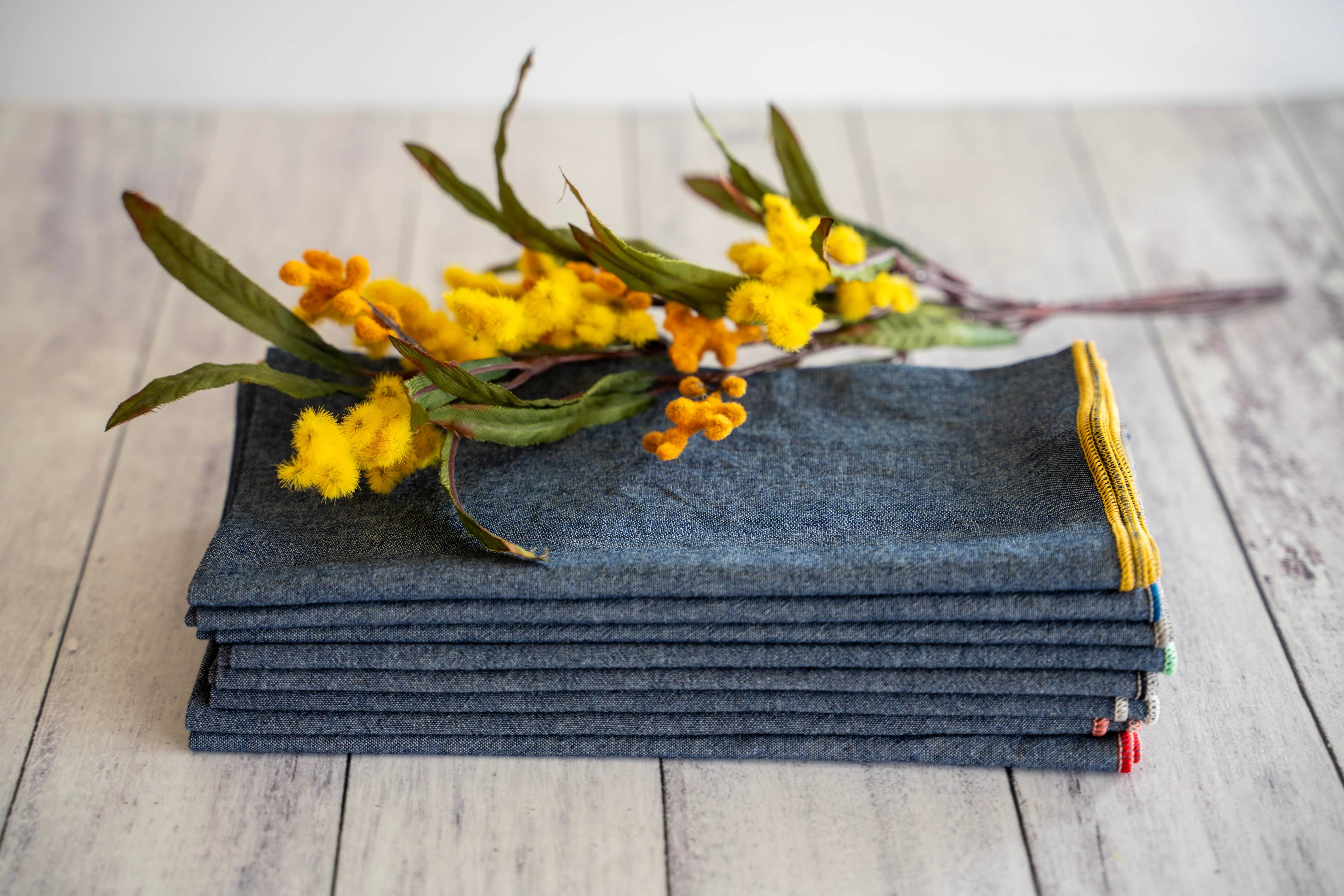 Denim Chambray Cloth Napkins, Set Of 8