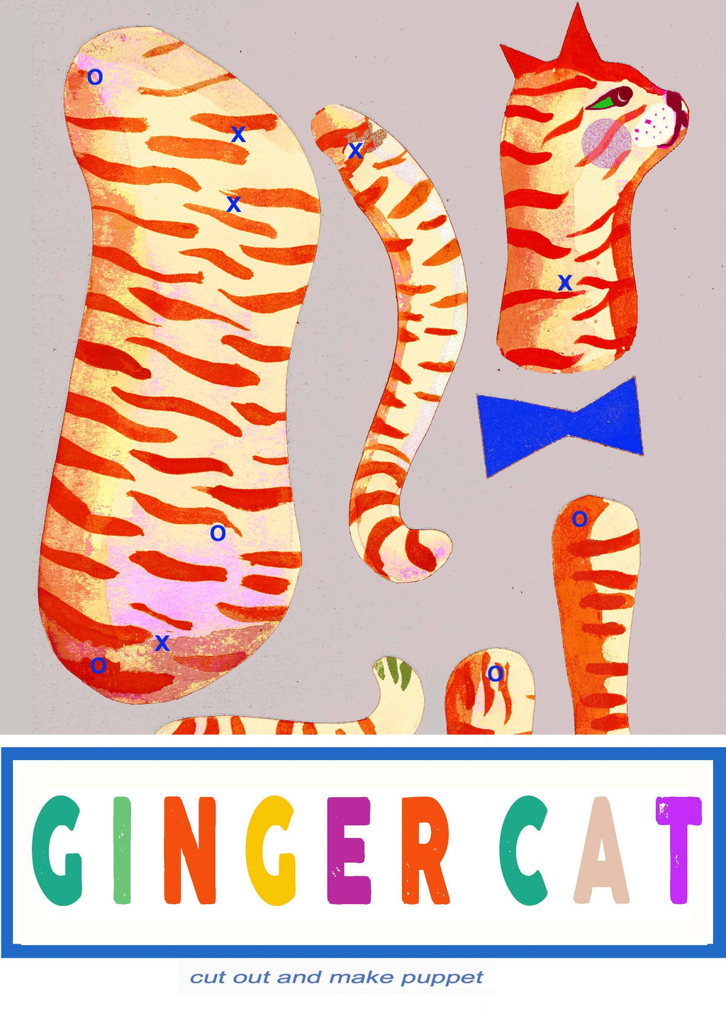 Cut and make Ginger cat puppet