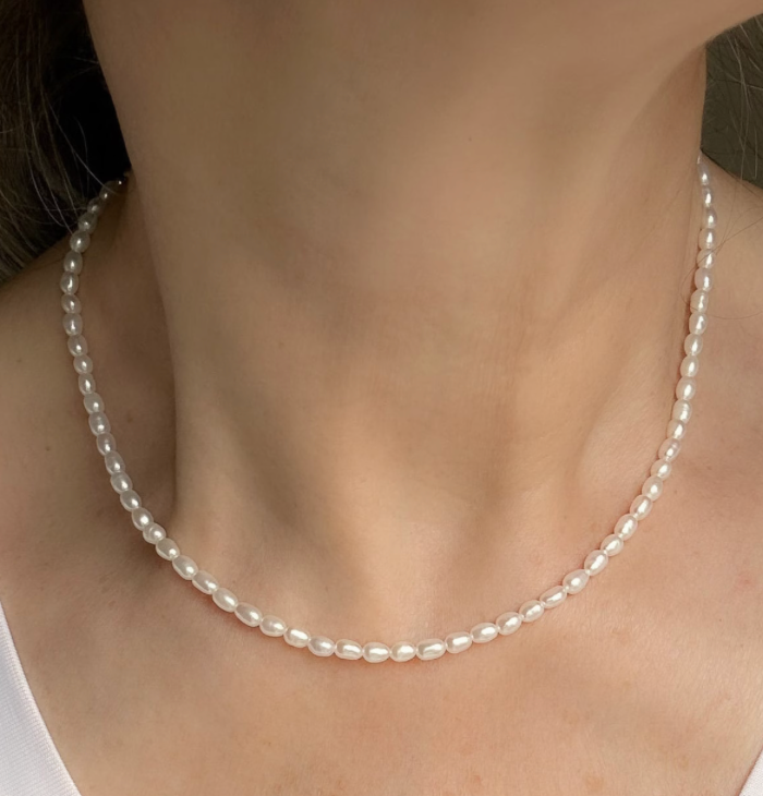 Luna Dainty Petite Fresh Water Rice Pearl Necklace