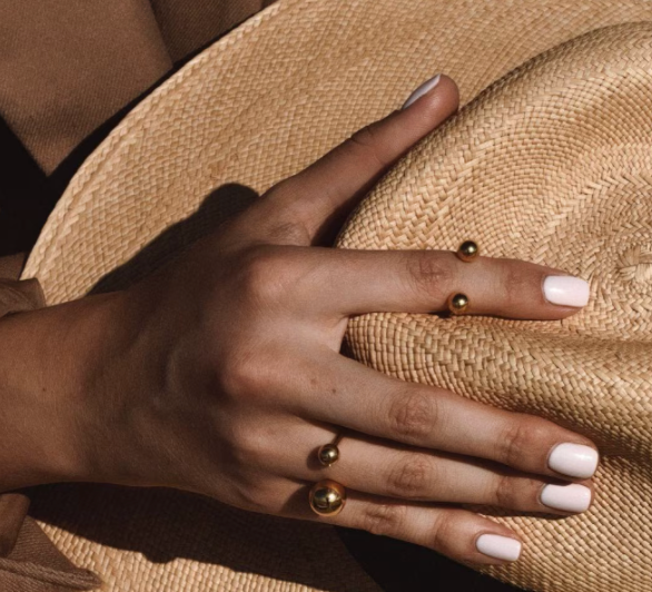Double Ball Open Finger Ring- Steel Gold/Silver