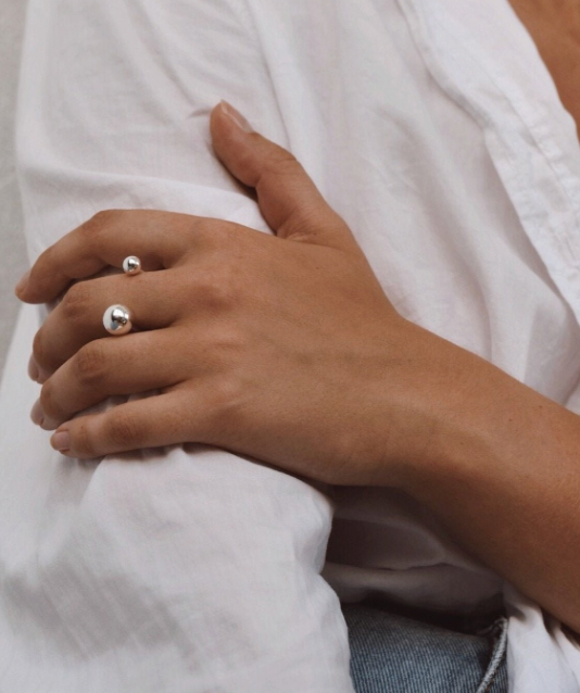 Double Ball Open Finger Ring- Steel Gold/Silver