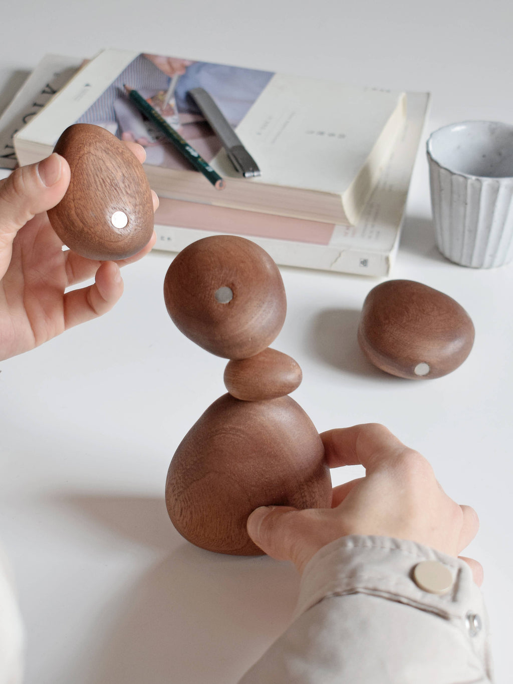 Sapele Wood Balance Stones - Zen Decor/Playful Toy/Art Gfit